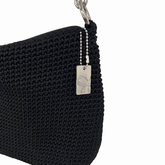 NWOT LINA BLACK CROCHET SHOULDER BAG PURSE W/ DETACHABLE STRAP - Picture 4 of 5